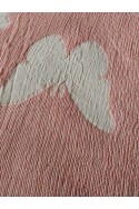 Pink Handwoven Muslin Bedspread with Butterfly Pattern